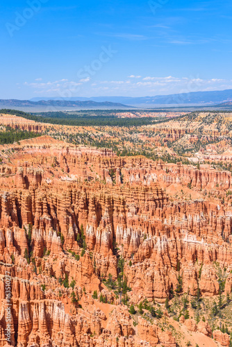 Scenic view of red sandstone hoodoos in Bryce Canyon National Park in Utah, USA - View of Inspiration Point