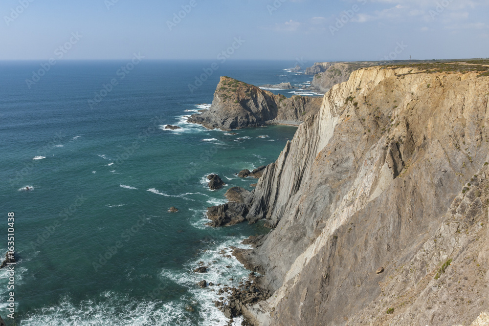Rocky cliffs of Arrifana in Southern Portugal 
