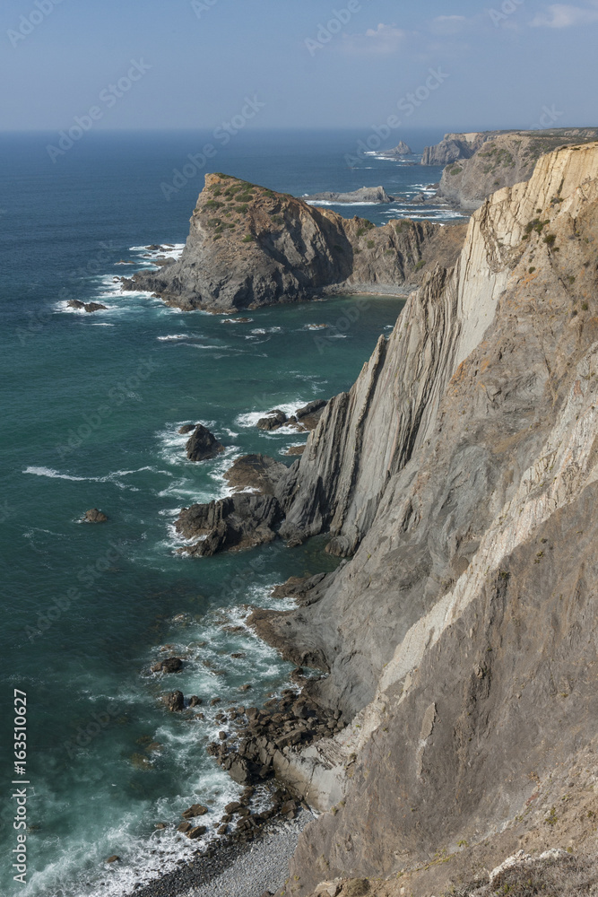 Rocky cliffs of Arrifana in Southern Portugal 
