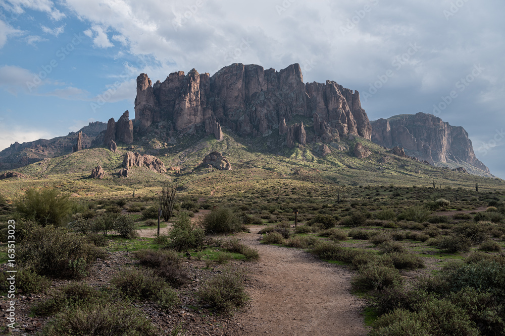 desert mountain landscape with cloudy sky monsoon