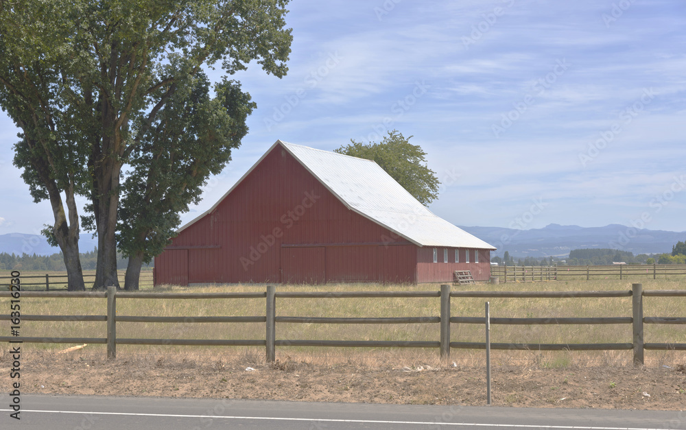 Large barn in a field Oregon.