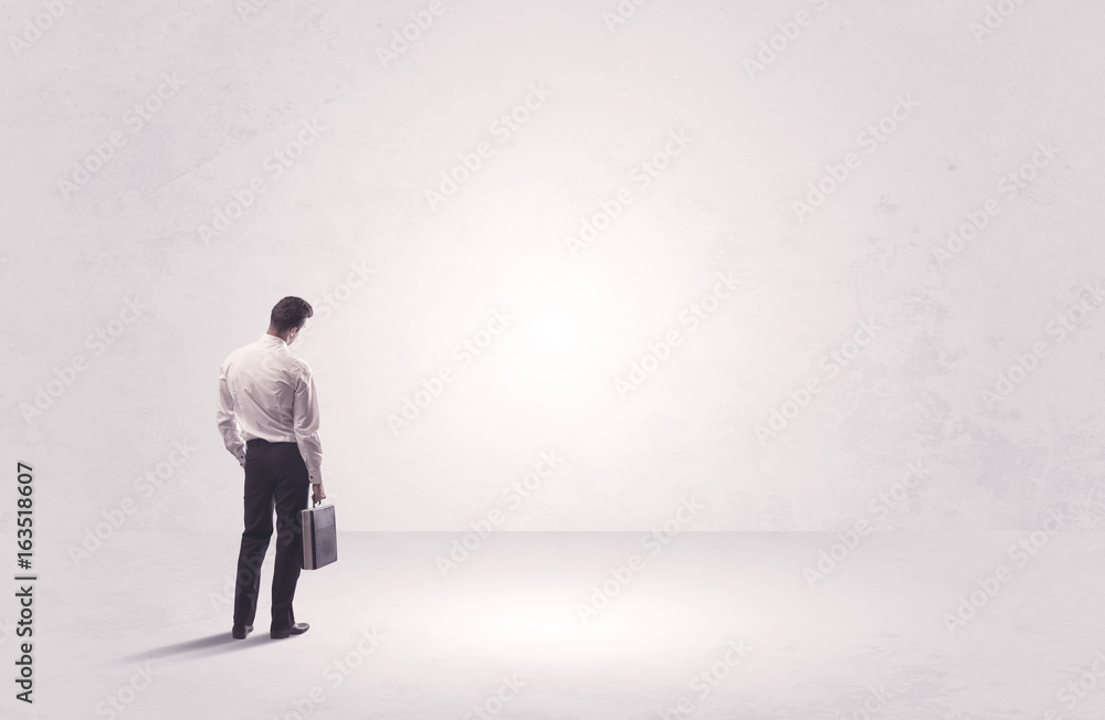 Finance worker standing in pure nothing Finance worker standing in pure nothing