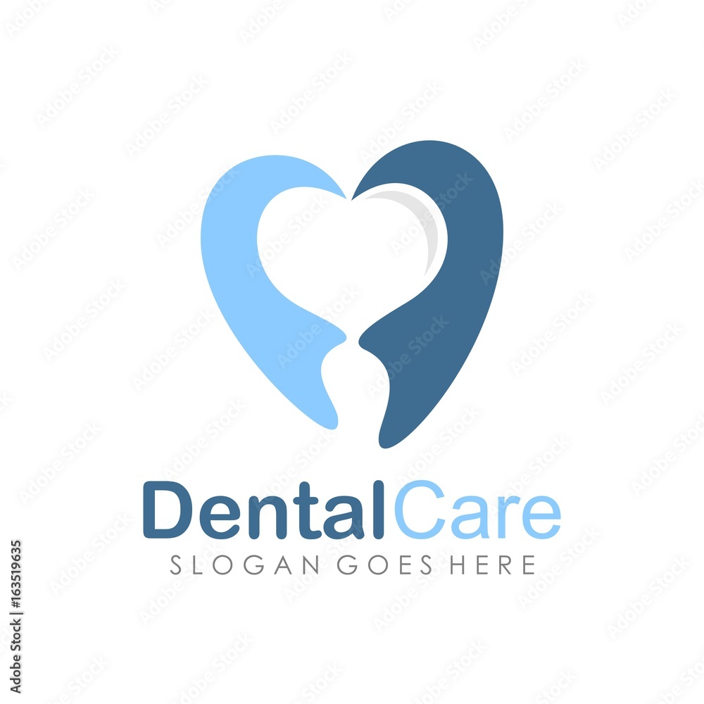Love dental care logo design template 