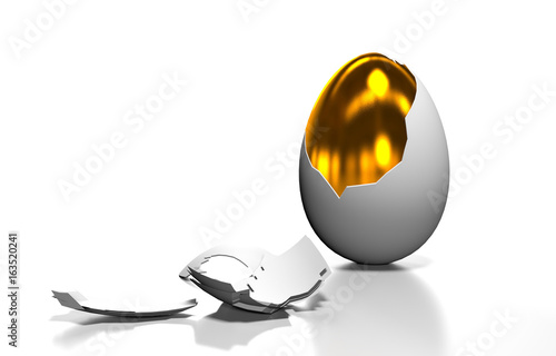gold egg is in the broken shell