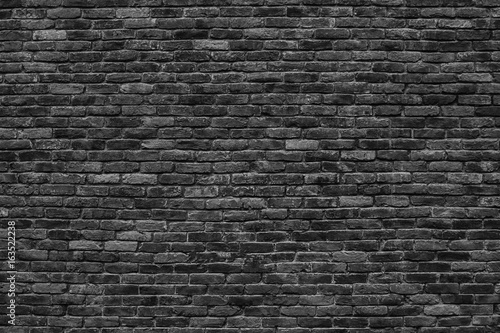 gloomy background  black brick wall of dark stone texture