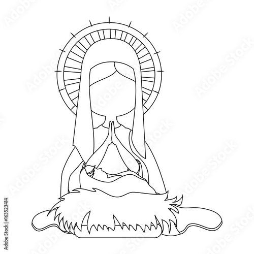 Virgin mary cartoon icon vector illustration graphic design