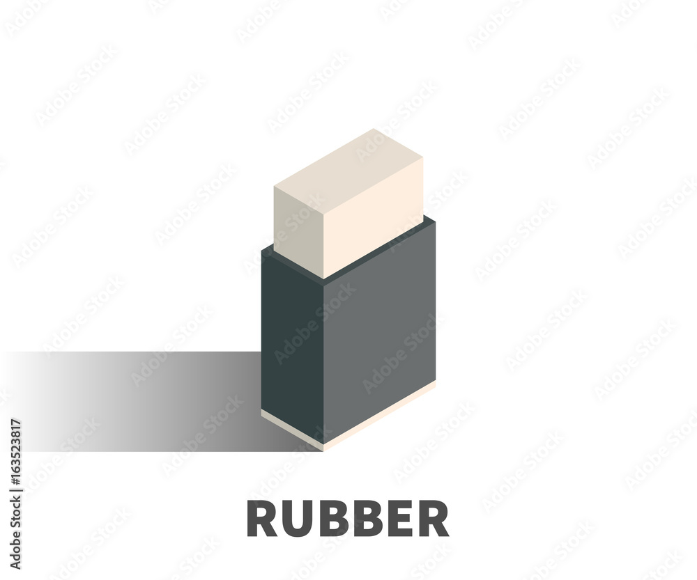 Fototapeta premium Rubber, Eraser icon, vector symbol in isometric 3D style isolated on white background.