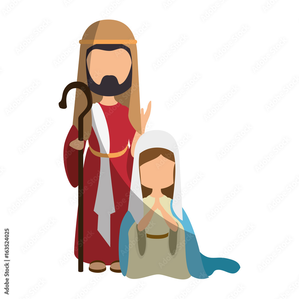 saint joseph and virgin mary icon over white background colorful design vector illustration saint joseph and virgin mary icon over white background colorful design vector illustration