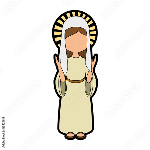 virgin mary icon over white background colorful design vector illustration