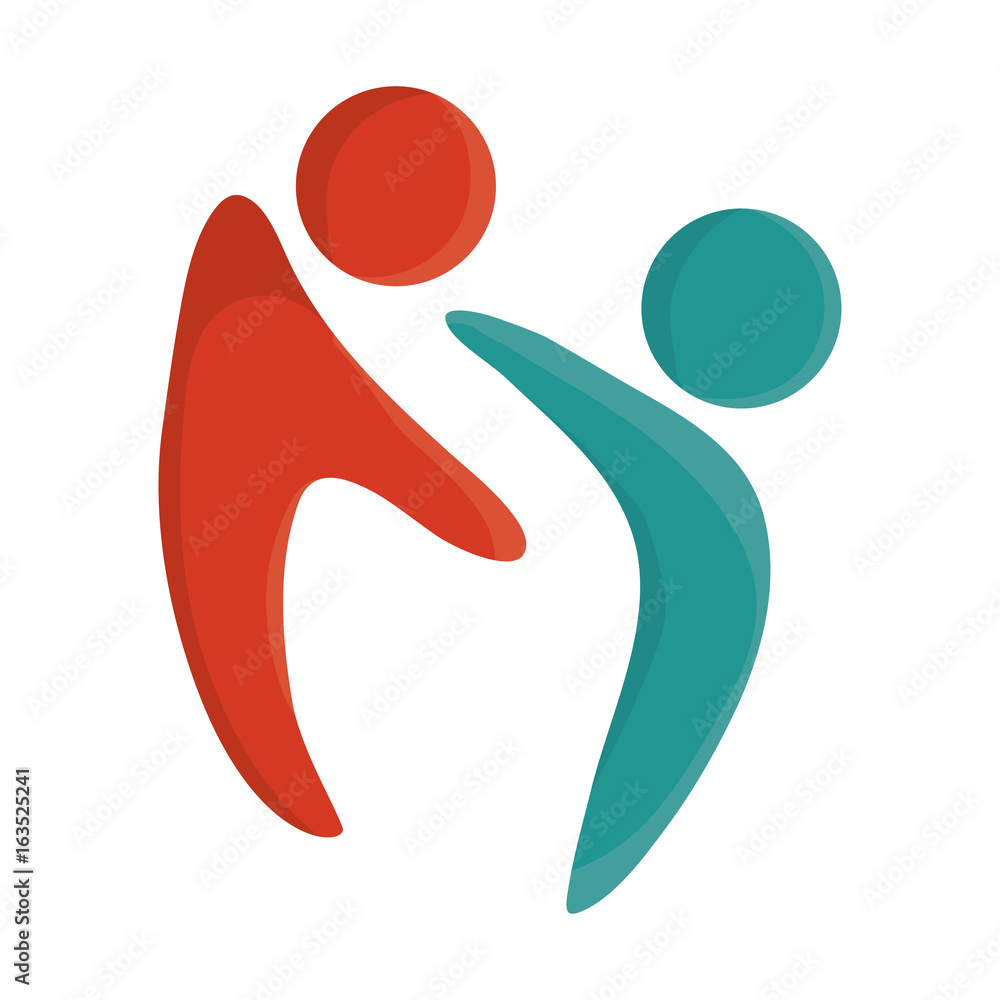 Abstract human figures with icon over white background colorful design vector illustration Abstract human figures with icon over white background colorful design vector illustration