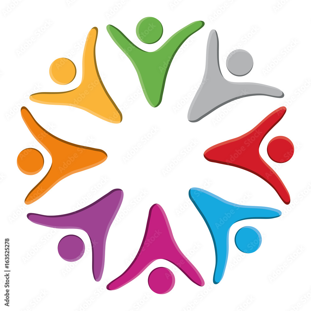 Abstract human figures in circle shape colorful design vector illustration Abstract human figures in circle shape colorful design vector illustration