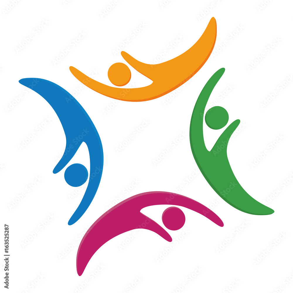 Abstract human figures in square shape colorful design vector illustration Abstract human figures in square shape colorful design vector illustration