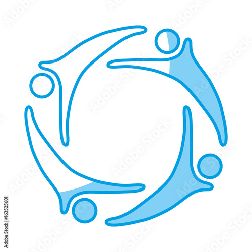 Abstract human figures in circle shape icon over white background vector illustration