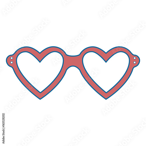 glasses in heart shape icon over white background colorful design vector illustration