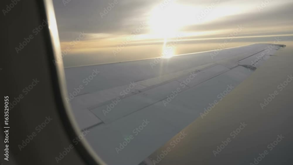 View from the airplane window slow motion View from the airplane window slow motion