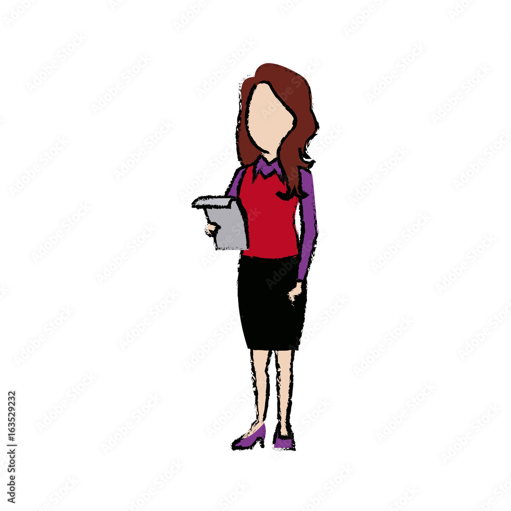 businesswoman standing staff office people character businesswoman standing staff office people character