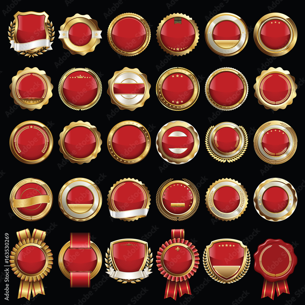 Set of Gold Certificate Seals and Badges Set of Gold Certificate Seals and Badges