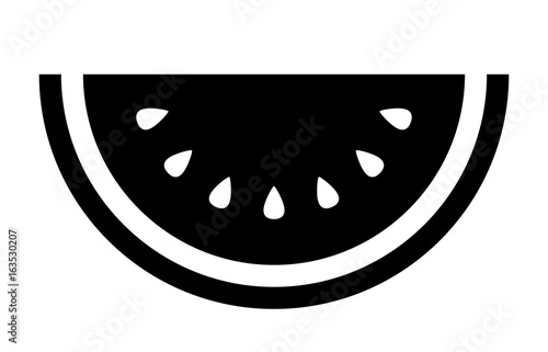 Watermelon fruit slice or cross section with seeds flat vector icon for apps and websites