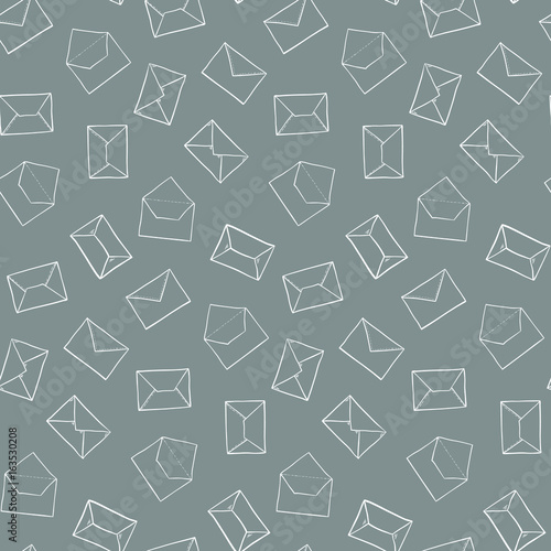 Cute hand drawn outline envelopes pattern. Seamless post office mail texture for textile, wrapping paper, banners, covers, surface