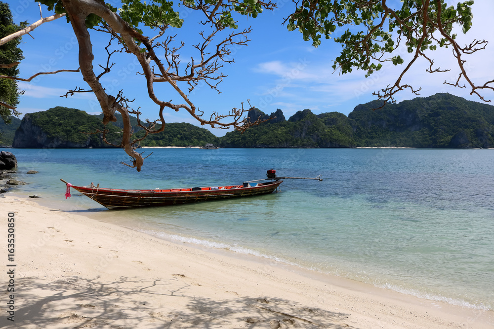 Long-tail boats trip around the archipelago island,Thailand. 