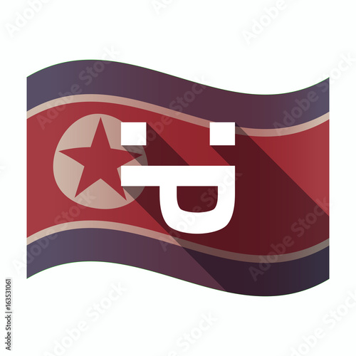 Long shadow North Korea flag with a sticking out tongue text face