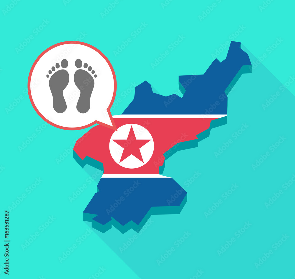 Long shadow North Korea map with two footprints Long shadow North Korea map with two footprints