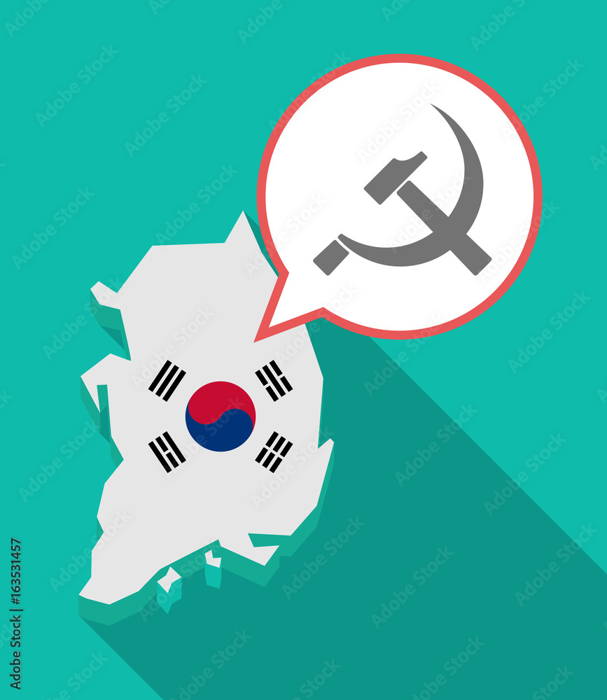 Long shadow South Korea map with the communist symbol Long shadow South Korea map with the communist symbol