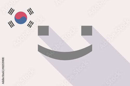 Long shadow South Korea flag with a smile text face