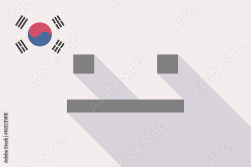 Long shadow South Korea flag with a emotionless text face