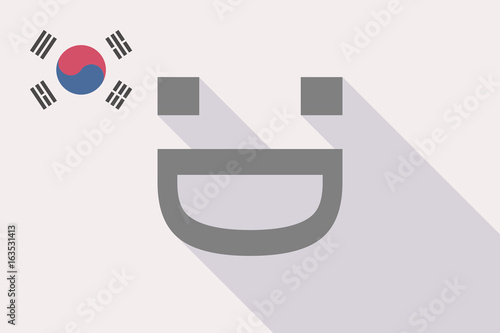 Long shadow South Korea flag with a laughing text face