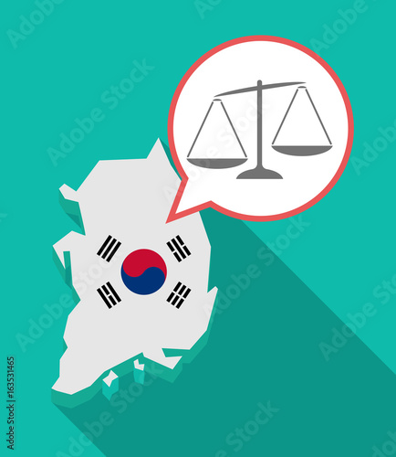 Long shadow South Korea map with  an unbalanced weight scale