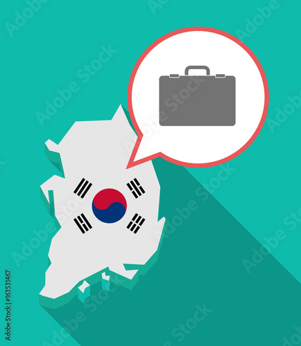 Long shadow South Korea map with  a briefcase