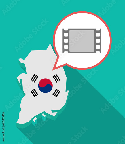 Long shadow South Korea map with a film photogram