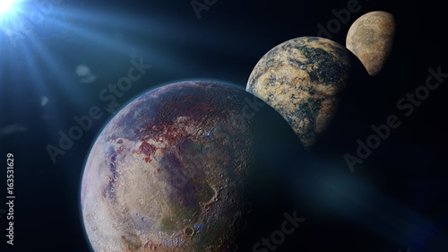 Fototapeta Naklejka Na Ścianę i Meble -  exo planets lit by an alien sun