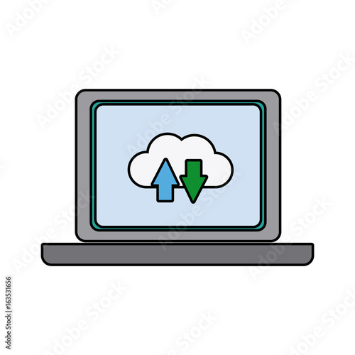 laptop download and upload to cloud icon symbol