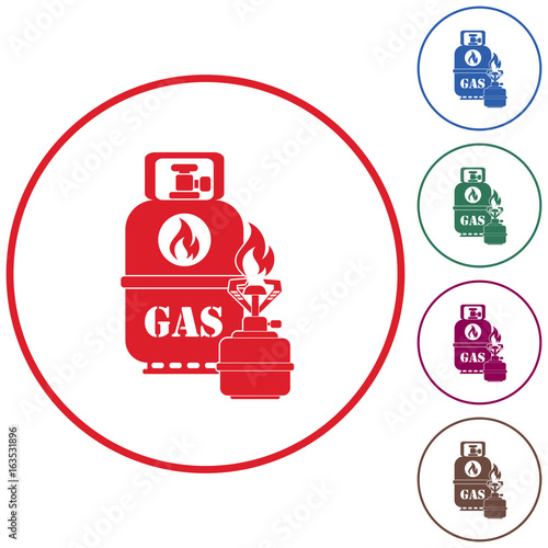 Camping stove with gas bottle icon