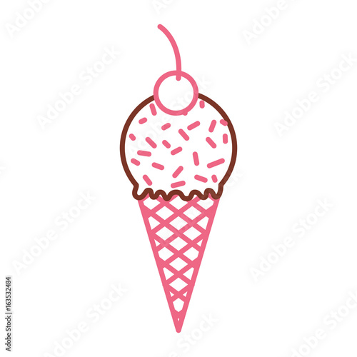 Delicious ice cream cone vector illustration design