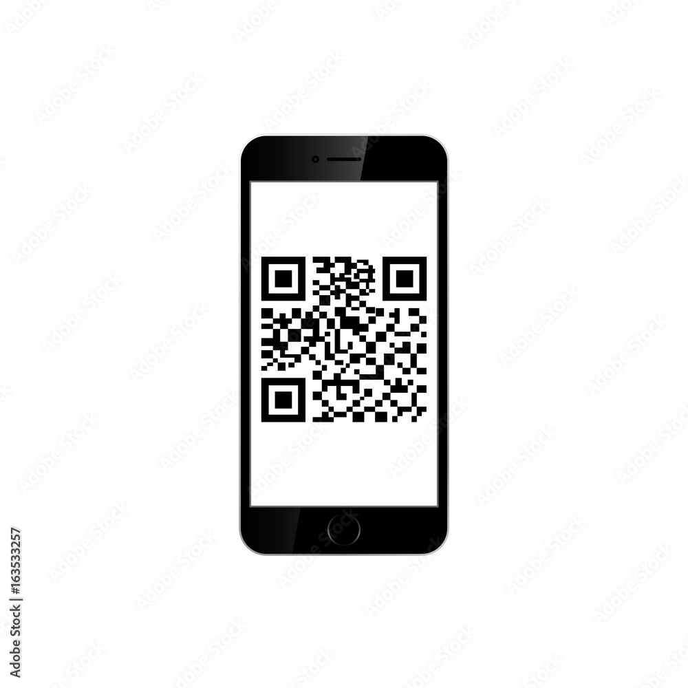 Mobile smartphone qr code isolated on white background. Vector illustration. Mobile smartphone qr code isolated on white background. Vector illustration.