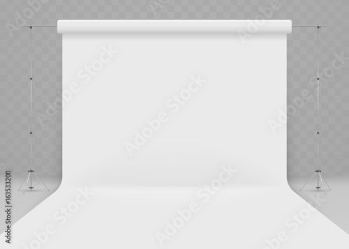 Empty photo studio. Realistic 3D template mock up. isolated on transparent background. 3d studio setup with white background