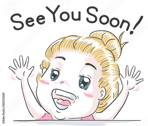 Kid Girl Wave See You Soon