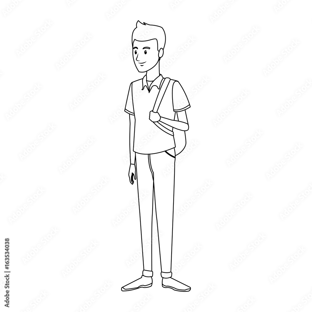 cartoon guy student standing in casual clothes