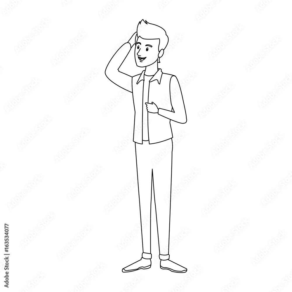 cartoon guy student standing in casual clothes cartoon guy student standing in casual clothes