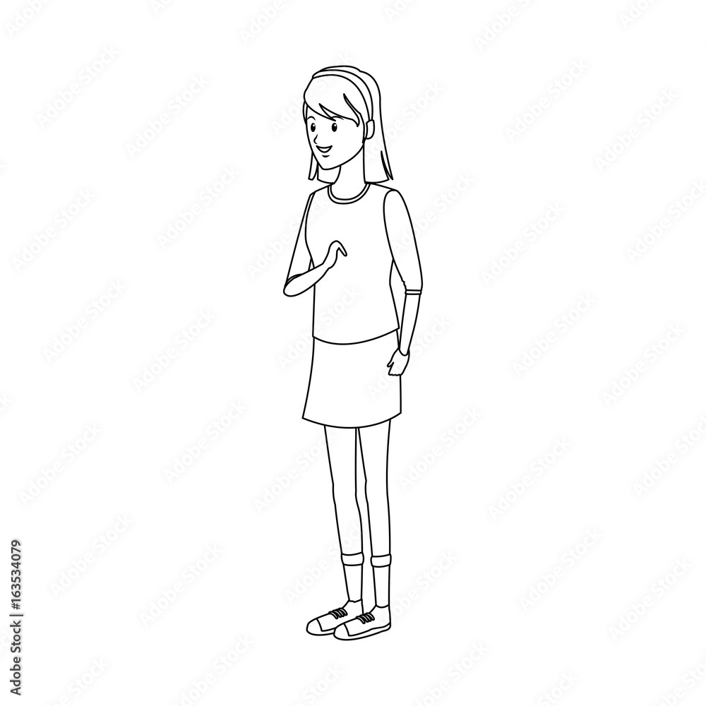 female student in casual clothes standing cartoon character female student in casual clothes standing cartoon character