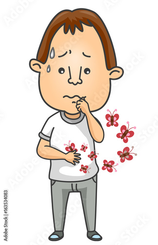 Man Idiom Butterflies Stomach Illustration
