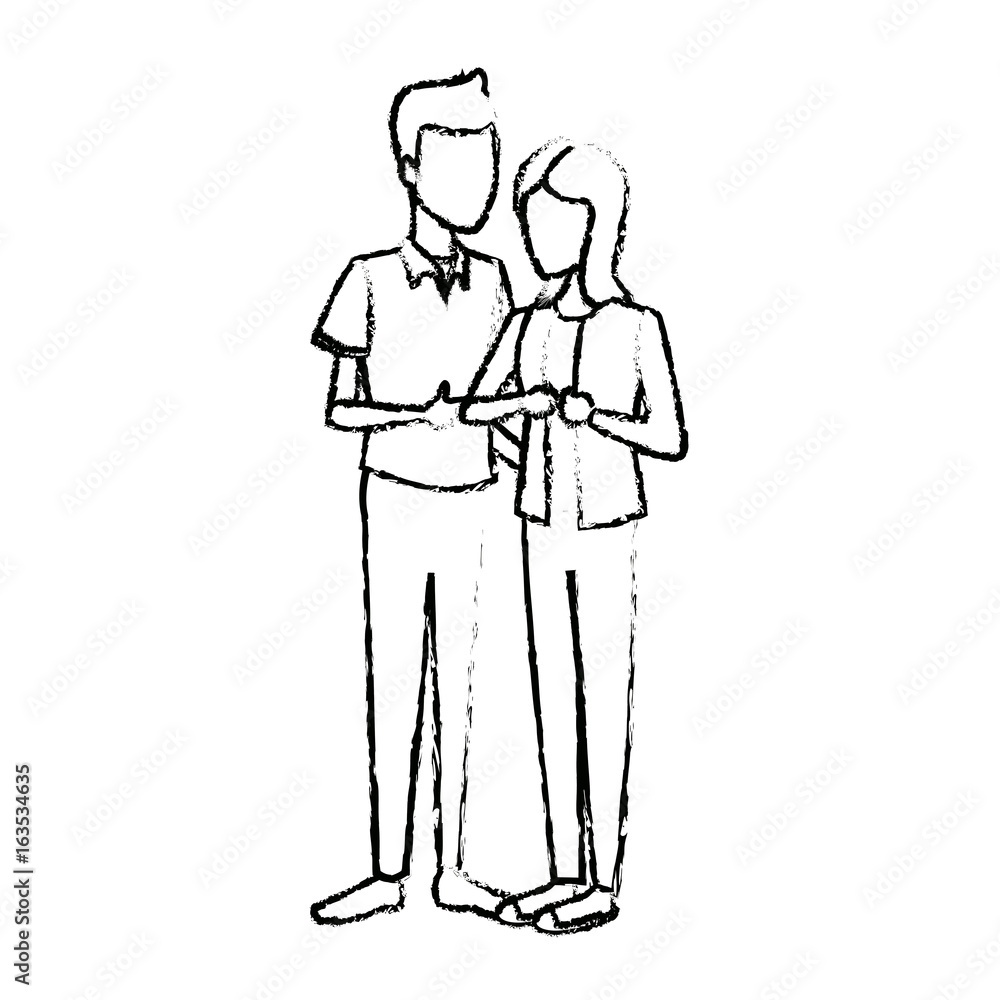 couple students girl and guy character standing couple students girl and guy character standing