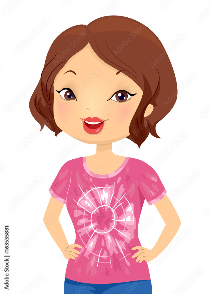 Girl Craft Dyed Shirt Illustration Girl Craft Dyed Shirt Illustration