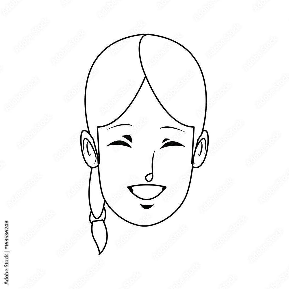 young woman laughing face pretty with closed eyes vector illustration