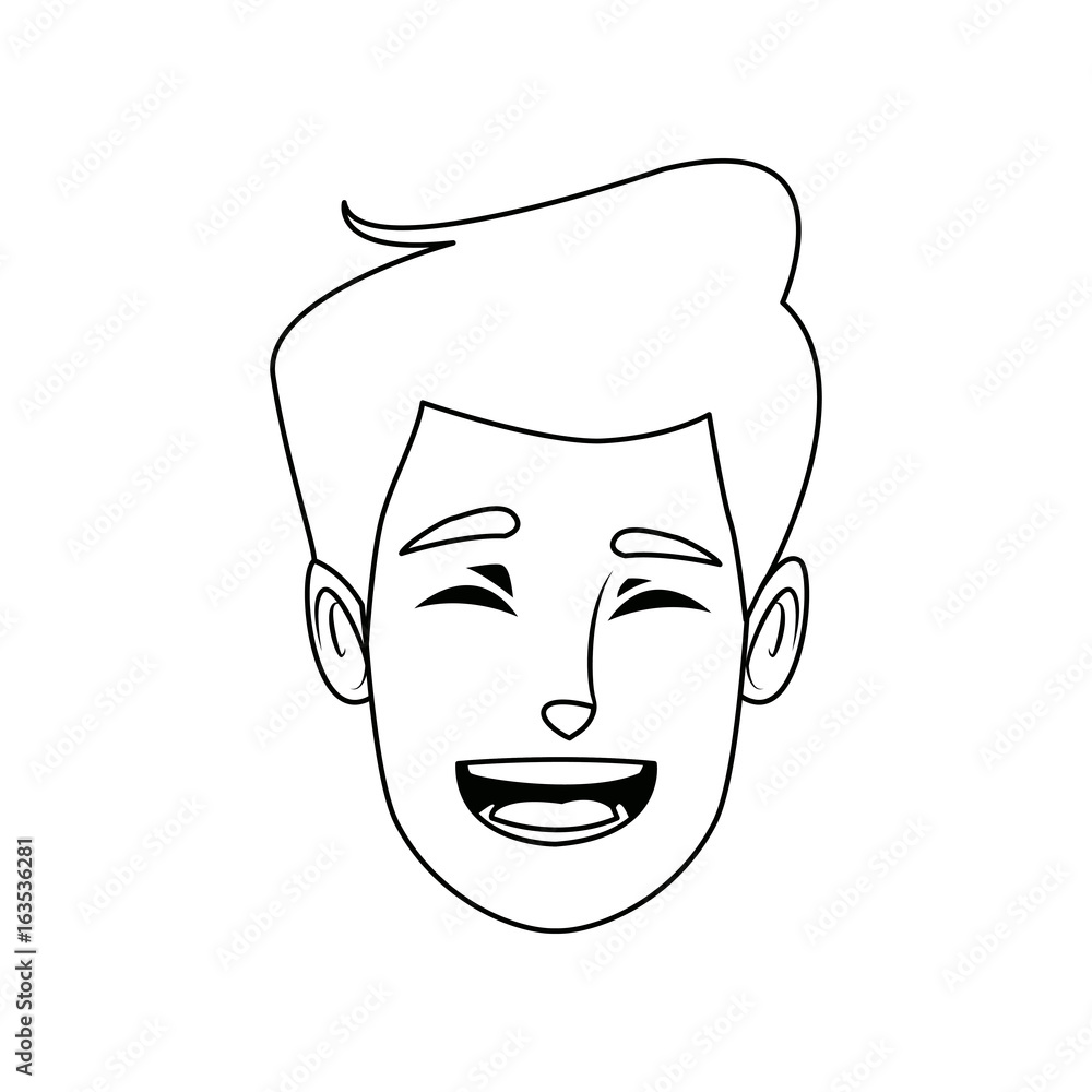 happy male face smile character funny vector illustration