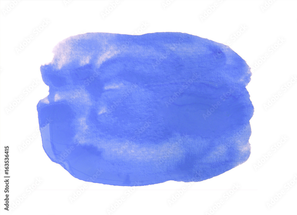 Blue watercolor background isolated on white.