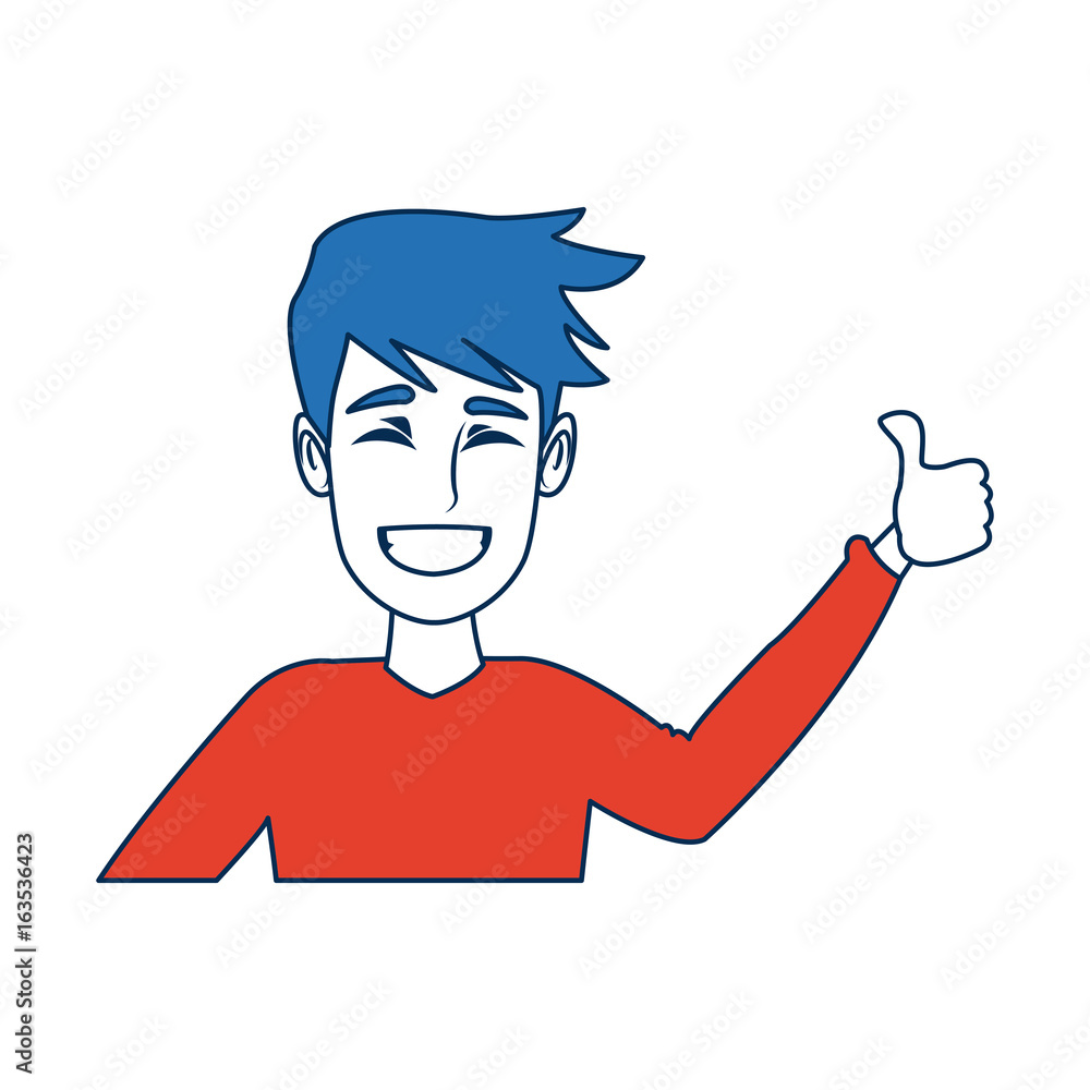 portrait funny guy cartoon young people profile vector illustration Stock  Vector | Adobe Stock